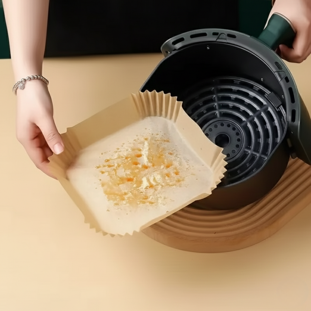 50 Pezzi Carta Antiaderente Rotonda per Air Fryer – Carta da Forno Monouso