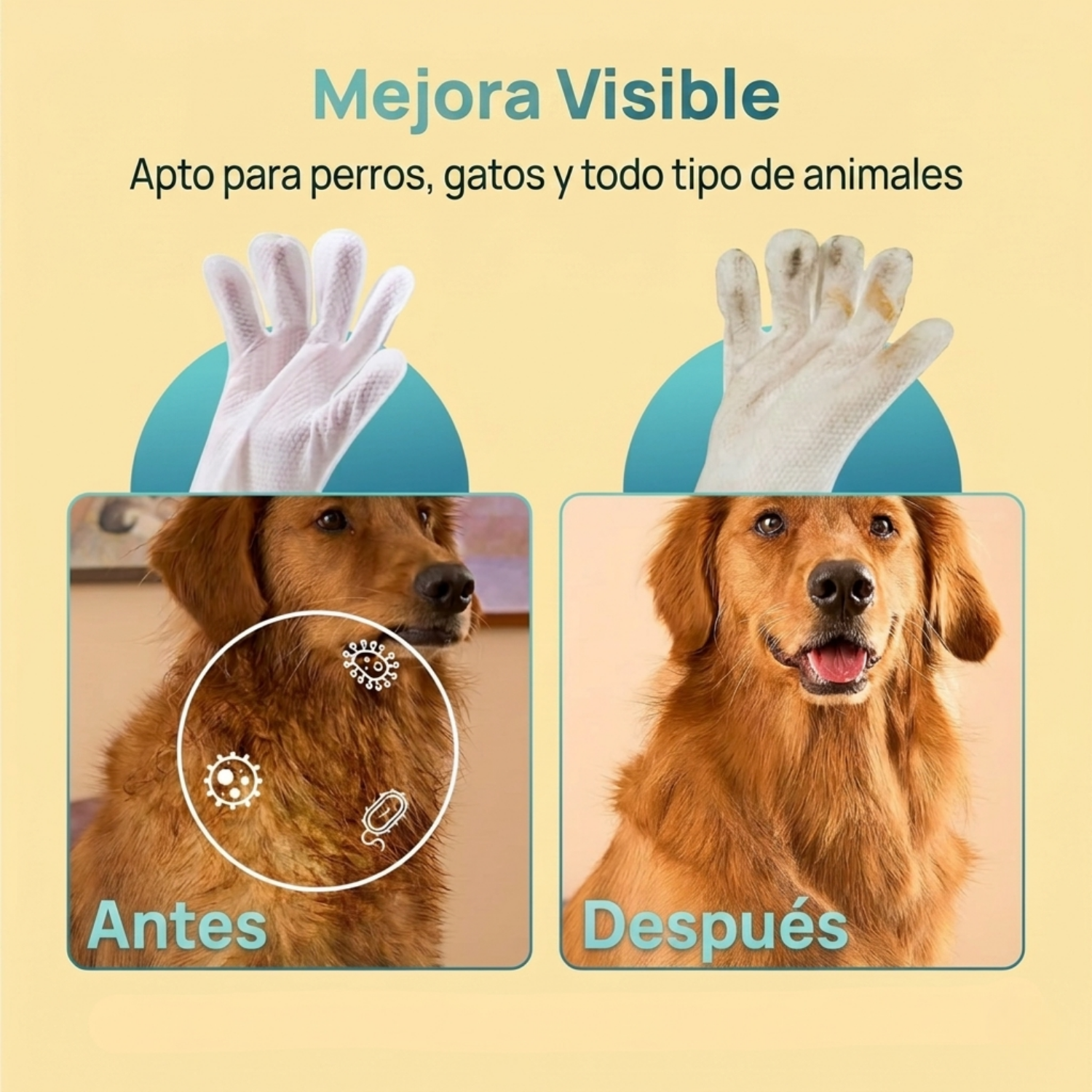 Minesoya® Guantes Limpiadores Sin Enjuague para Perros y Gatos