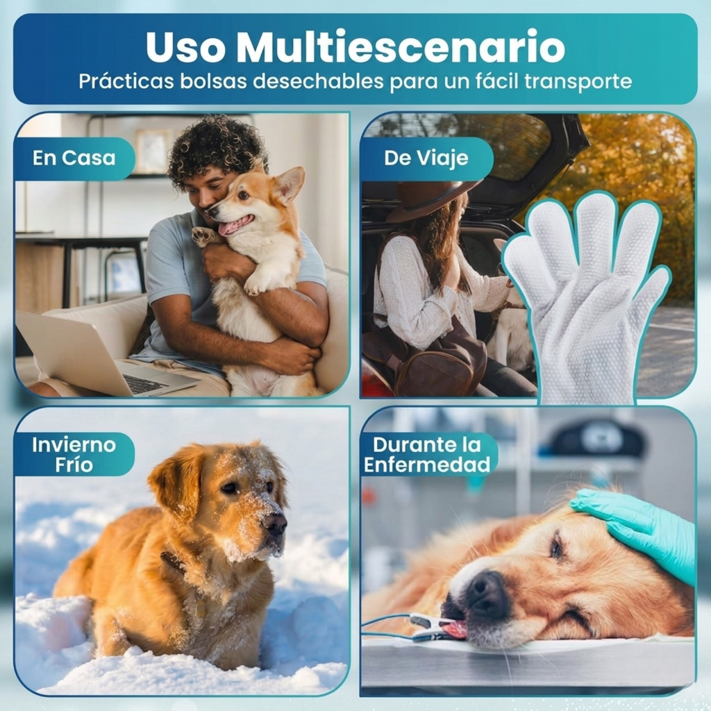Minesoya® Guantes Limpiadores Sin Enjuague para Perros y Gatos