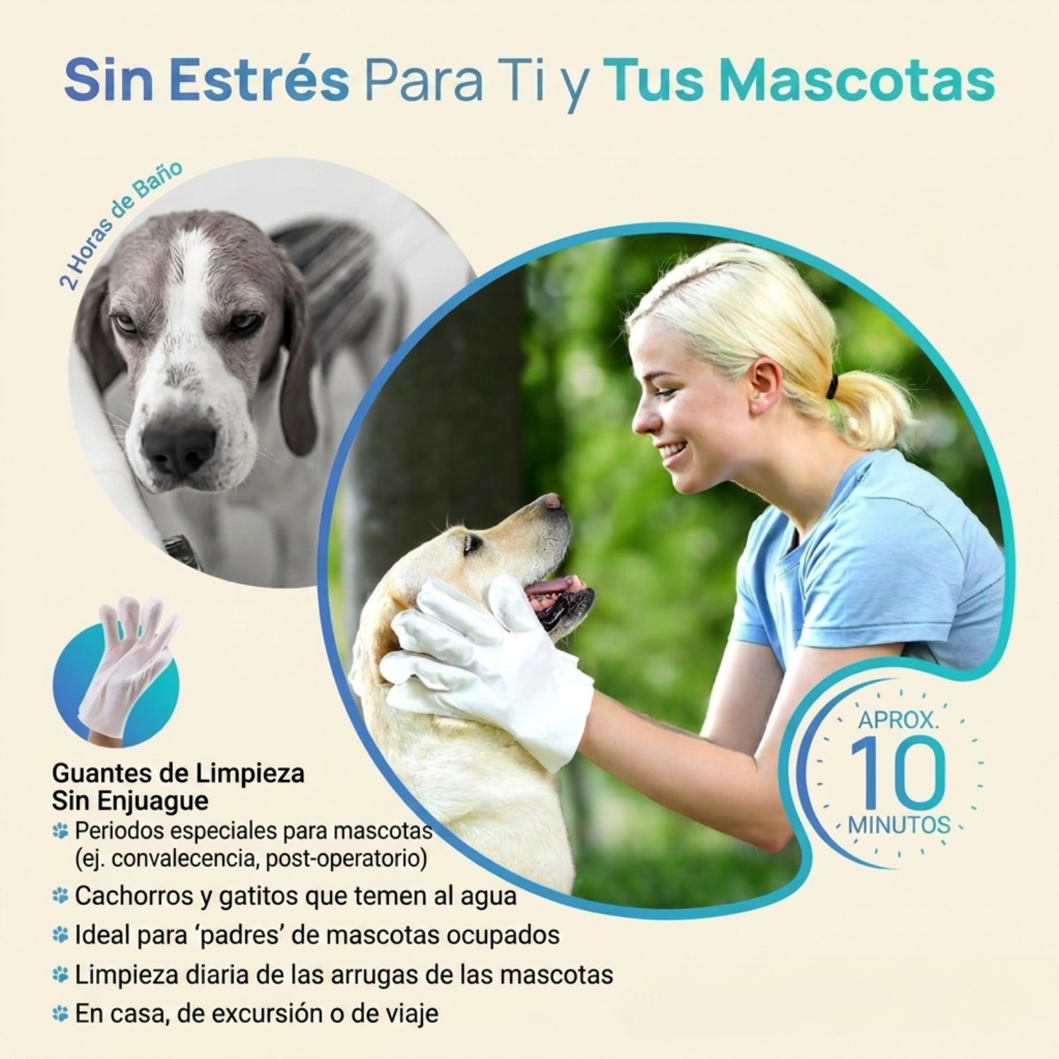 Minesoya® Guantes Limpiadores Sin Enjuague para Perros y Gatos