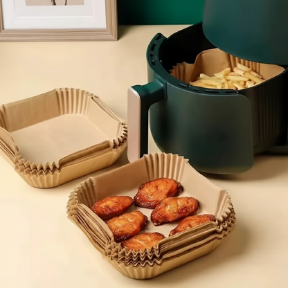 50 Pezzi Carta Antiaderente Rotonda per Air Fryer – Carta da Forno Monouso