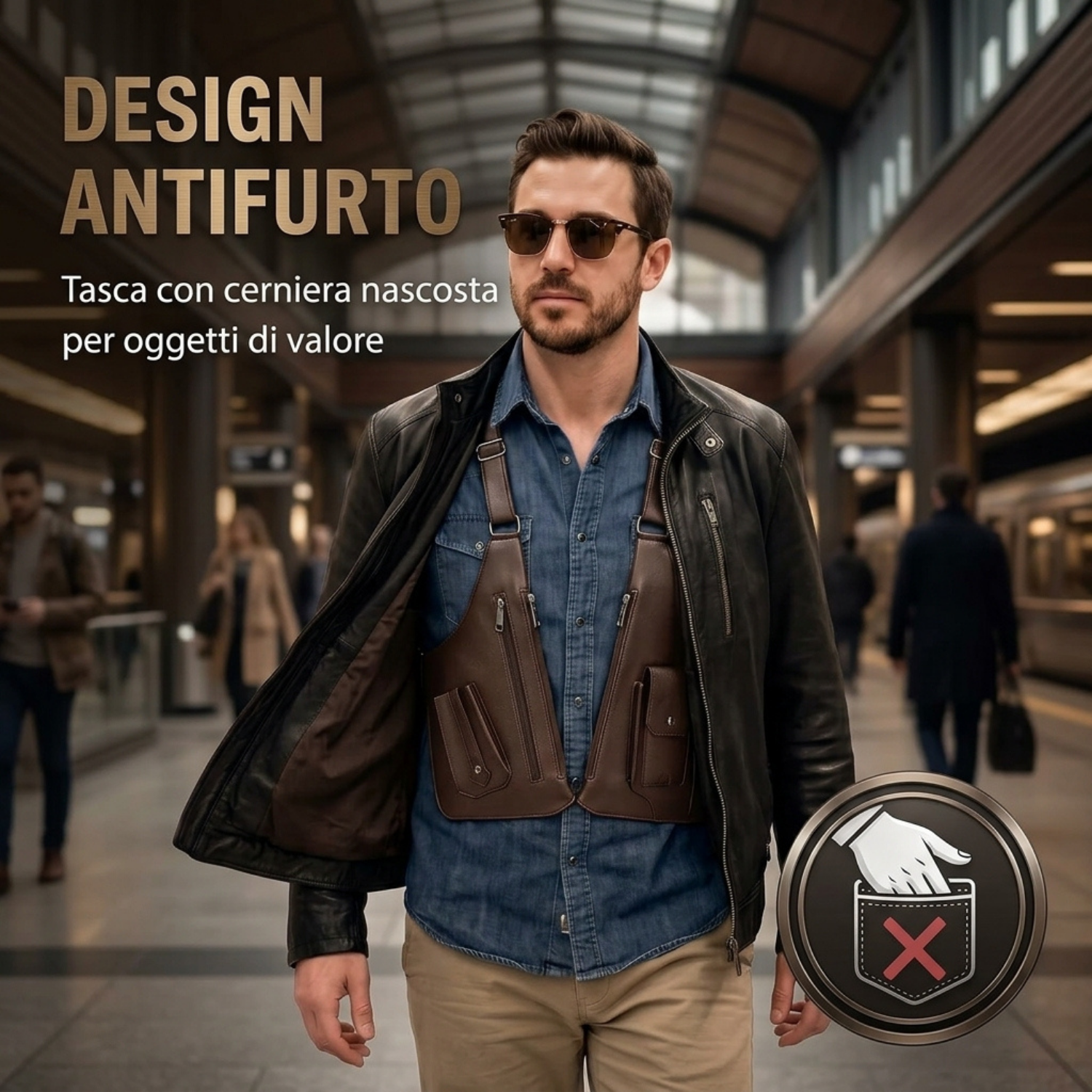 Minesoya® Borsa Sottobraccio Antifurto