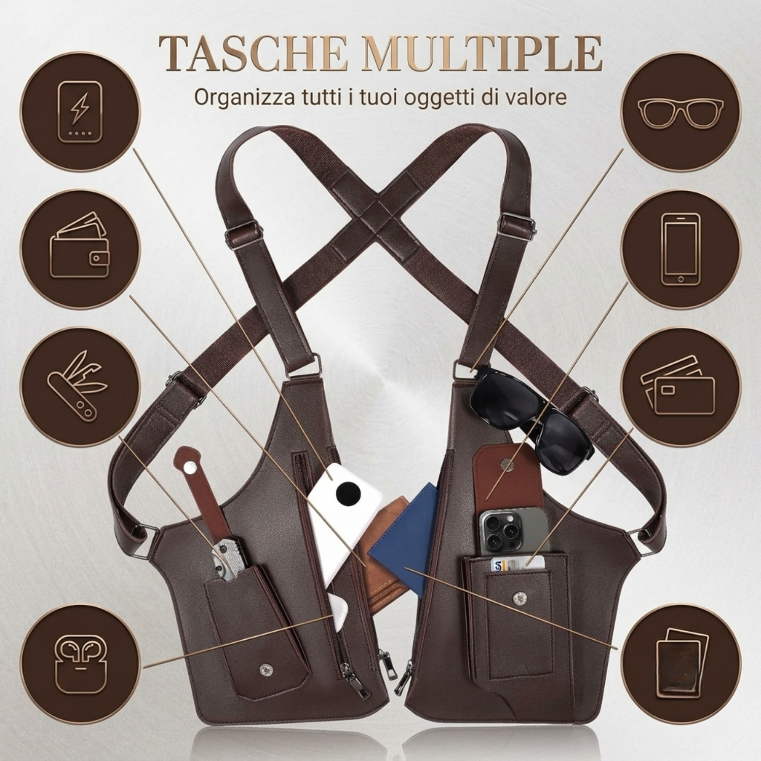 Minesoya® Borsa Sottobraccio Antifurto